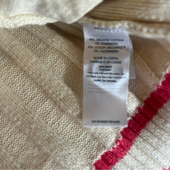 Faherty Game Set XS Organic Cotton Cashmere Rib Cardigan Cream Pink Tennis Prep - Picture 10 of 11